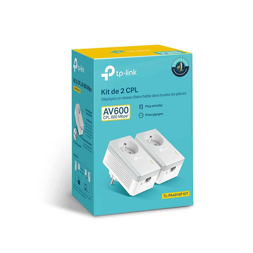 Pack De 2 Mini Adaptateurs Cpl Tp-Link 600Mbps Avec Prise Intégrée