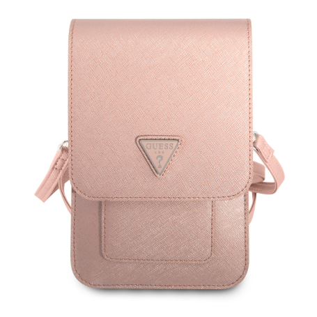 Pochette pour téléphone portable Saffiano Triangle Guess GUWBSATMPI – Rose
