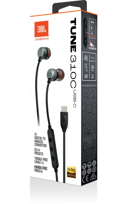Écouteurs filaires JBL Tune 310C - Noir