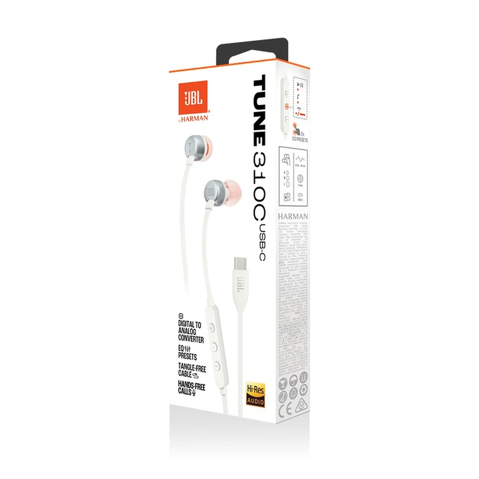 Écouteurs filaires JBL Tune 310C - Blanc