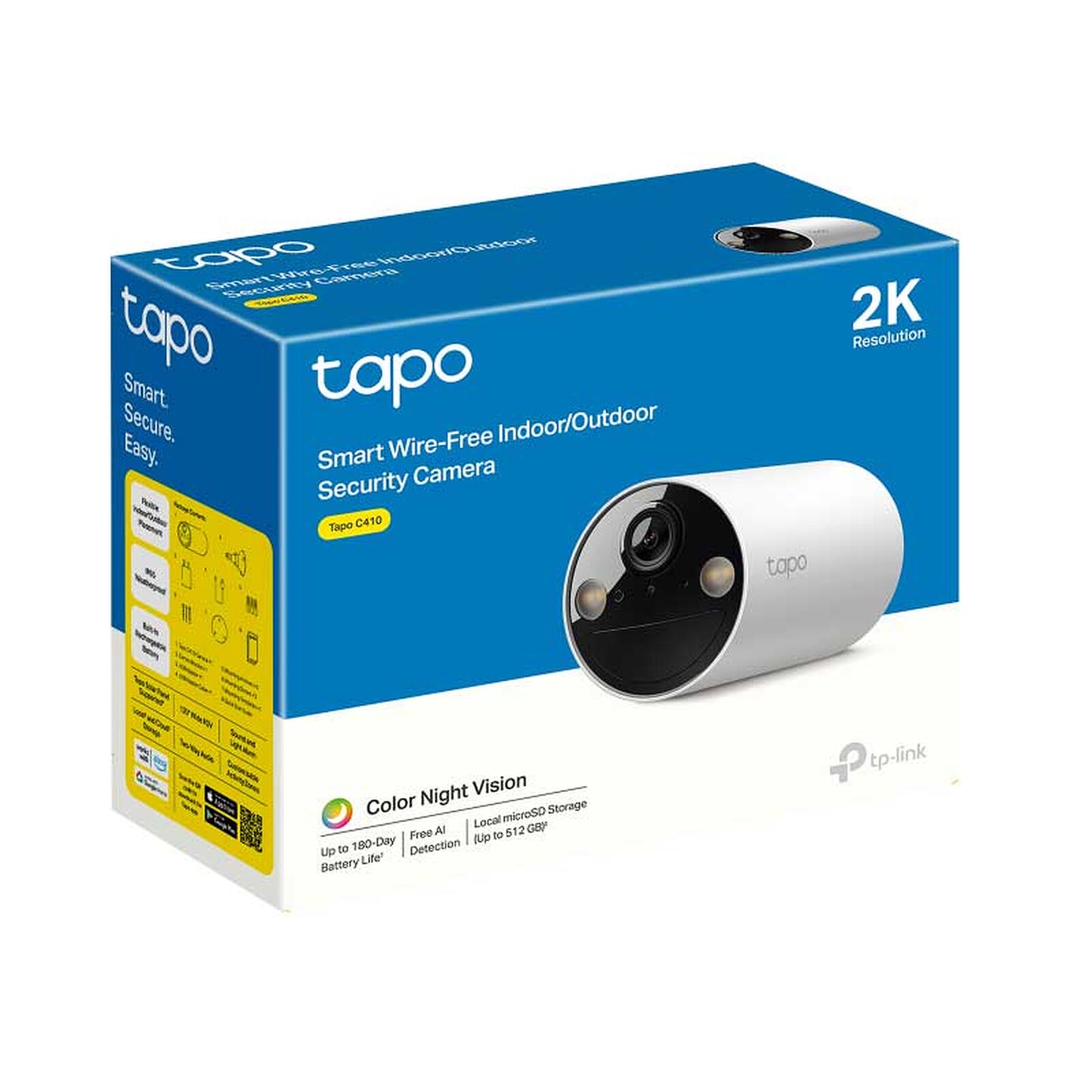 Caméra De Sécurité Intérieure/Extérieure Connectée Sans Fil Tp-Link Tapo C410 - Blanc