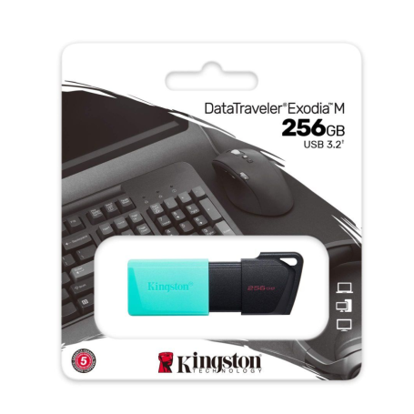 Clé USB Kingston DataTraveler Exodia M USB-A 3.2 256 Go DTXM/256GB - Noir + Turquoise (Origine)