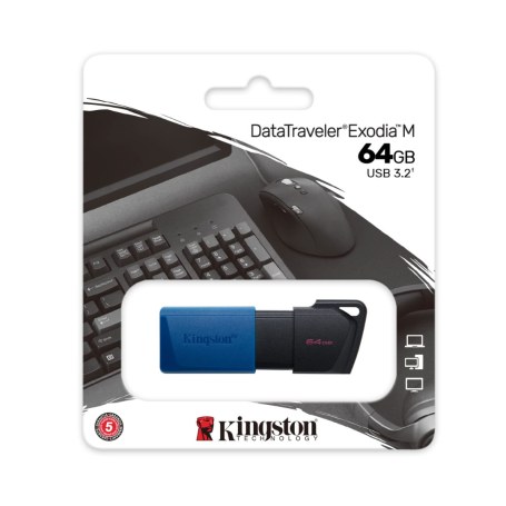 Clé USB Kingston DataTraveler Exodia USB-A 3.2 M 64 Go DTXM/64GB - Noir + Bleu (Origine)