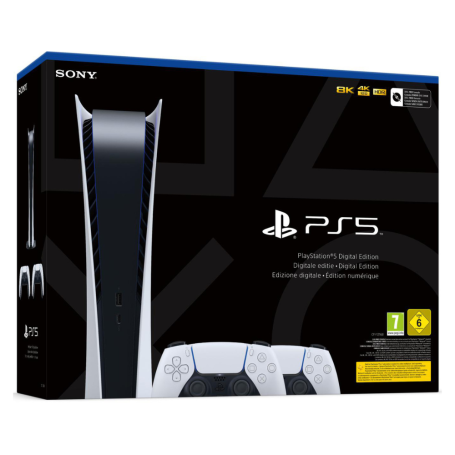 Console Sony PlayStation 5 - PS5 Edition Digitale Blanc - 825 Go SSD - 4K/8K - HDR avec 2 Manettes