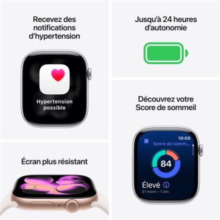 Montre Connectée Apple Watch Series 11 GPS 46mm Aluminium Noir avec Bracelet Sport M/L - Neuf
