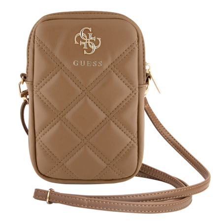 Pochette pour téléphone portable Zip PU Quilted 4G Guess GUWBZPSQSSGW – Marron